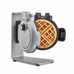 Aparat vertical de făcut vafe Caso Design WaffleUp, 800 W, 18 cm, 5 niveluri, strat dublu antiaderent, semnal sonor și luminos, recipient pentru aluatul rămas, argintiu