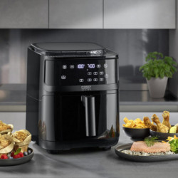 Friteuză cu aer cald și abur Caso AirFry & Steam 700, 1700 W, 7 l, 10 programe, 60-200 °C, cronometru, fereastră de vizualizare, alarmă, negru