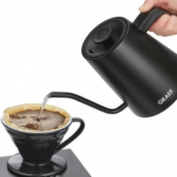 Graef Pour-over GK502 elektromos vízforraló, 1200 W, 900 ml, 40–100 °C, hőmegtartás, szűrő, „hattyúnyak” kifolyó, matt fekete