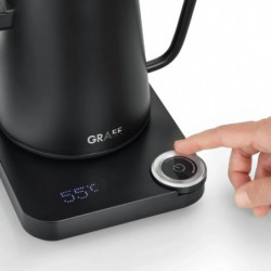 Graef Pour-over GK502 elektromos vízforraló, 1200 W, 900 ml, 40–100 °C, hőmegtartás, szűrő, „hattyúnyak” kifolyó, matt fekete