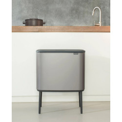 Κάδος απορριμμάτων Brabantia Bo Touch 651105, 36 λίτρα, Ομαλό και αθόρυβο άνοιγμα, Μεγάλο άνοιγμα, Γκρι