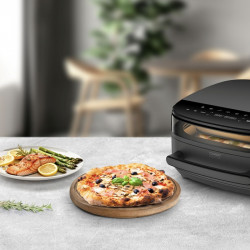 Caso AirFry & PizzaChef forró levegős sütő és pizzasütő, 2850 W, 6 l, 11 program, 50–230 °C, időzítő, emlékeztető, legfeljebb 30 cm, fekete