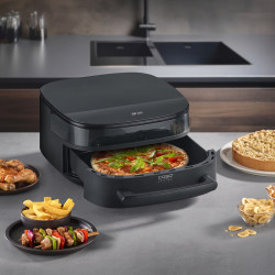 Фритюрник с горещ въздух и фурна за пица Caso AirFry & PizzaChef, 2850W, 6 л, 11 програми, 50-230°C, Таймер, Reminder, До 30 см, Черен