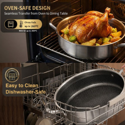 Cratita Swiss Haus SH-ZGLC24, 24 cm, 2,9 l, Acoperire ceramica Sapphire, Capac din sticla, Utilizabila la cuptor pana la 260°C, Inductie, Argintiu