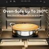Плитка тенджера Swiss Haus SH-ZGLC24, 24 см, 2.9 л, Sapphire-керамично покритие, Стъклен капак, Фурна до 260C, Индукция, Сребрист
