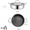 Swiss Haus SH-ZGLC28 Shallow Saucepan, 28 cm, 4.5 L, Sapphire Ceramic Coating, Glass Lid, Oven-safe up to 260°C, Induction-compatible, Silver