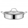 Cratita Swiss Haus SH-ZGLC24, 24 cm, 2,9 l, Acoperire ceramica Sapphire, Capac din sticla, Utilizabila la cuptor pana la 260°C, Inductie, Argintiu