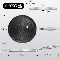 Тиган за палачинки Swiss Haus SH-ZGCP28, 28x2.4 см, Sapphire-керамично покритие, Без PTFE/PFAS/PFOA, Индукция, Сребрист