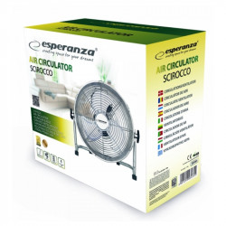 Ventilator de podea Esperanza EHF005, 50 W, 3 viteze, 30 cm, unghi de înclinare 90-270°, silențios, cu circulație a aerului, crom/metalic