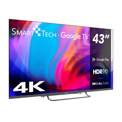 Τηλεόραση Smart Tech 43UW02V, 43″ (109 εκ.), 4K Ultra HD 3840 × 2160, Κατηγορία ενεργειακής απόδοσης F, Smart TV, DLED, Wi-Fi, Bluetooth, Google TV, Μαύρο