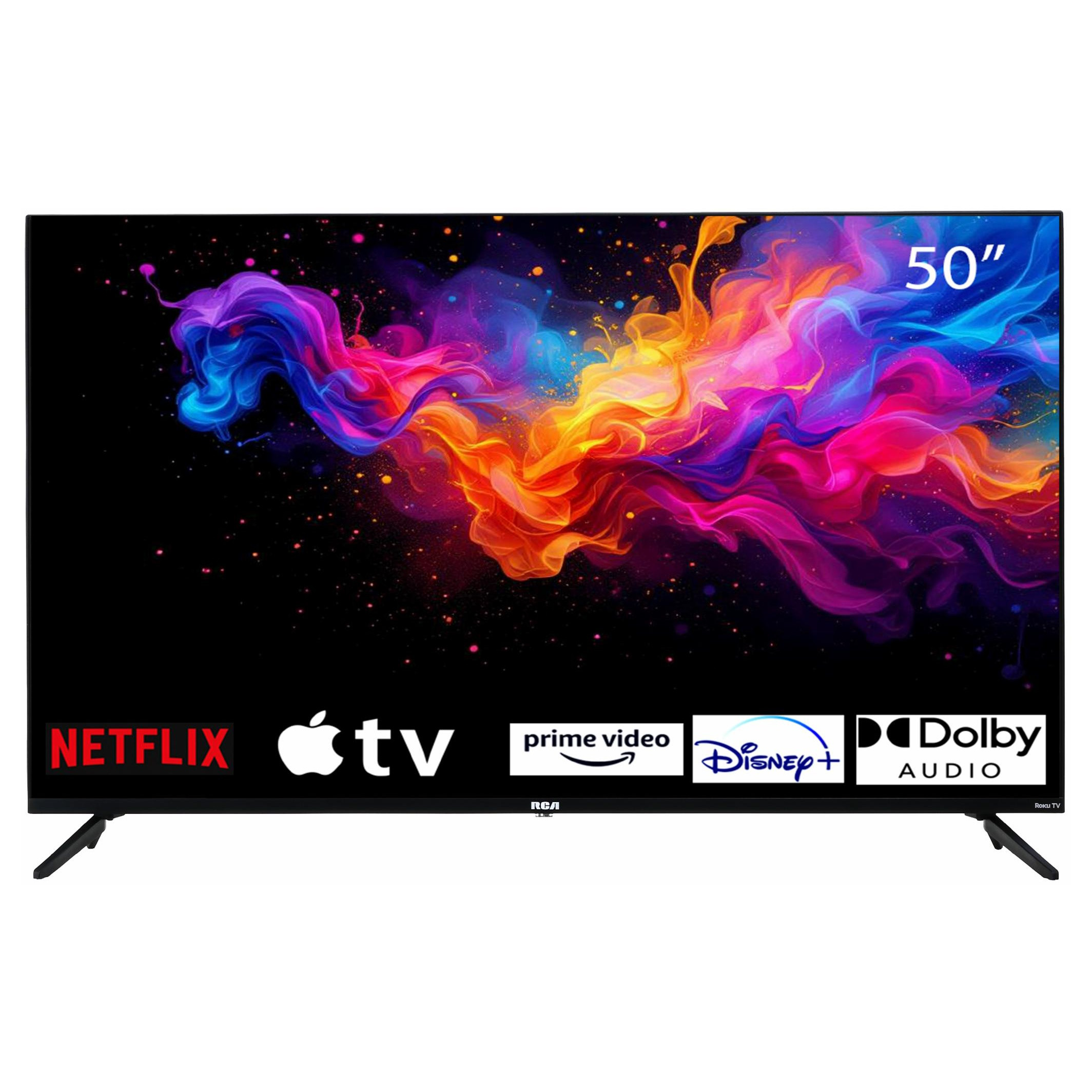 Телевизор RCA RK50UN1, 50'', 125 см, 3840x2160 UHD 4K, Клас F, Smart TV, HDR10, DLED, Wi-Fi, Bluetooth, Roku OS, Черен