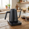 Graef Pour-over GK502 elektromos vízforraló, 1200 W, 900 ml, 40–100 °C, hőmegtartás, szűrő, „hattyúnyak” kifolyó, matt fekete