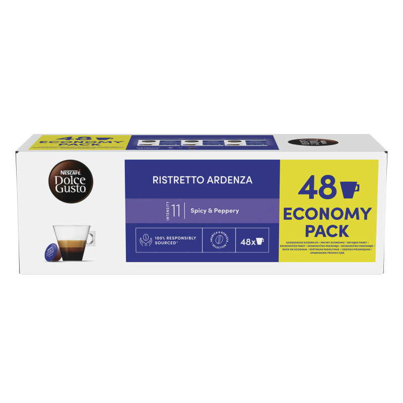 NESCAFÉ Dolce Gusto Ristretto Ardenza Coffee Capsules, Economy Pack, 48 servings, Intensity 11, Arabica and Robusta