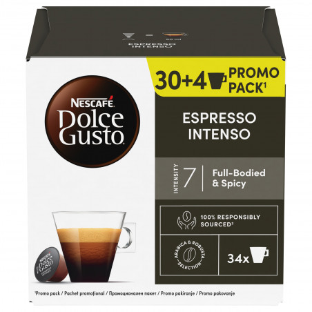 NESCAFÉ Dolce Gusto Espresso Intenso Coffee Capsules Promo Pack, 34 servings, 50 ml per serving, Intensity 7, Arabica and Robusta
