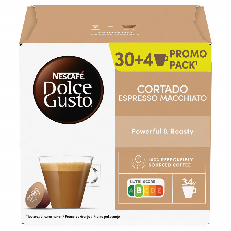 Κάψουλες καφέ NESCAFÉ Dolce Gusto Cortado Espresso Macchiato Promo Pack, 34 ροφήματα, 80 ml ανά ρόφημα, Ένταση 8, Robusta
