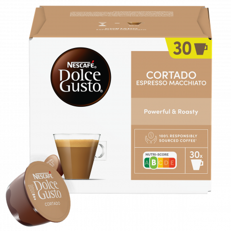 NESCAFÉ Dolce Gusto Cortado Espresso Macchiato Coffee Capsules, 30 servings, Intensity 8, Robusta