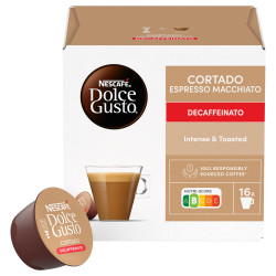 NESCAFÉ Dolce Gusto Cortado Espresso Macchiato Decaf Coffee Capsules, 16 servings, Intensity 8, Robusta