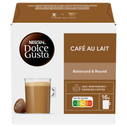 Κάψουλες καφέ NESCAFÉ DOLCE GUSTO® Café Au Lait, 16 μερίδες, Ένταση 7, Ρομπούστα