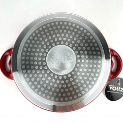 Oliver Voltz Florence OV54418AP24D Deep Pot, 24 cm, 6.5 L, Marble Finish, PFOA-Free, Induction-Compatible, Red