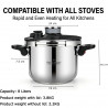 Χύτρα ταχύτητας Swiss Haus SH-PCA8L, 8 λίτρα, 24×18,6 εκ., 100 kPa, ανοξείδωτο ατσάλι, χωρίς PFAS, τριπλός πάτος, κατάλληλη για επαγωγικές εστίες, ασημί
