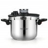 Swiss Haus SH-PCA8L nyomás alatti edény, 8 l, 24×18,6 cm, 100 kPa, rozsdamentes acél, PFAS-mentes, háromrétegű fenék, indukciós, ezüst színű
