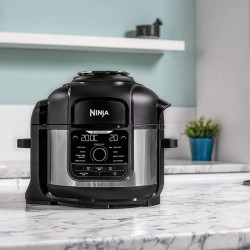 Мултикукър под налягане Ninja Foodi OP350FR, 1400W, 6 л, 9 програми, 40-200°C, TenderCrisp®, Керамично покритие, Поддържане на топлината, Цяло пиле, Черен/инокс
