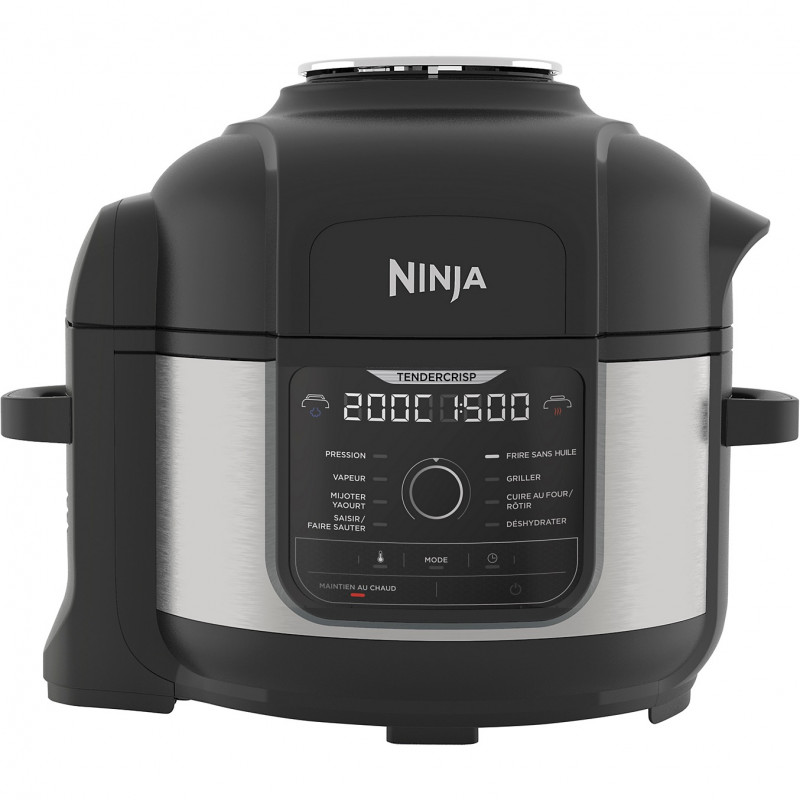 Мултикукър под налягане Ninja Foodi OP350FR, 1400W, 6 л, 9 програми, 40-200°C, TenderCrisp®, Керамично покритие, Поддържане на топлината, Цяло пиле, Черен/инокс