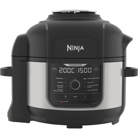Multicooker sub presiune Ninja Foodi OP350FR, 1400 W, 6 Л, 9 programe, 40-200°C, TenderCrisp®, Acoperire ceramica, Mentinerea caldurii, Pui întreg, Negru/inoxidabil