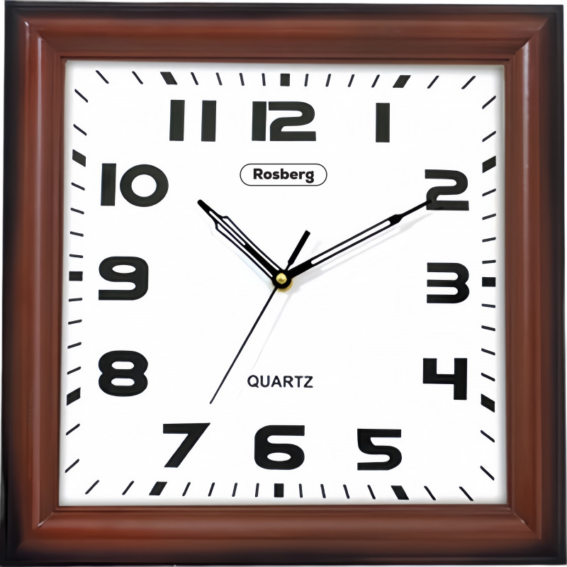 Ceas de perete Rosberg R59998C, 33 cm, Mecanism silentios, Patrat, Maro