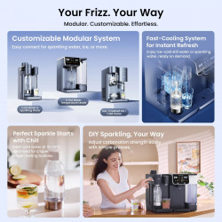 Modul suplimentar pentru apa carbogazoasa si apa rece Jimmy Matrix S9, Pentru M9 Pro, 0,75 l, Pana la 2 sticle 0,5 l, 10-15 °C, Gri