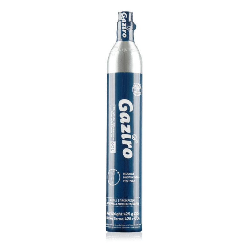 Butelie de CO2 Gaziro, 425 g, pentru 60-80 l, Compatibila cu modulul Jimmy S9, Reîncărcabila, Albastru