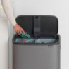 Кош за боклук Brabantia Bo Touch 1001271, 2x30 л, Плавно и безшумно отваряне, Голям отвор, Тъмносив