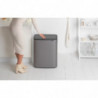 Кош за боклук Brabantia Bo Touch 1001271, 2x30 л, Плавно и безшумно отваряне, Голям отвор, Тъмносив