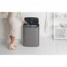 Кош за боклук Brabantia Bo Touch 1001271, 2x30 л, Плавно и безшумно отваряне, Голям отвор, Тъмносив