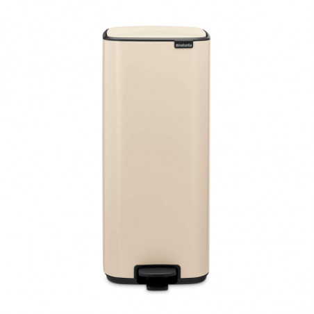 Brabantia Bo Pedal Trash Can 1010124, 30 L, Soft-Close, Non-Slip Base, Beige