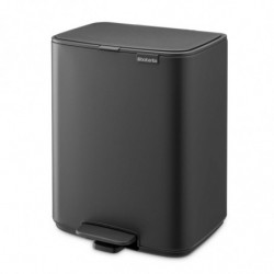 Cos de gunoi Brabantia Bo Pedal 1010133, 12 L, Inchidere usoara, Baza antiderapanta, Acoperire minerala, Gri inchis