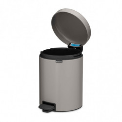 Brabantia NewIcon 1010434 Pedal Trash Can, 5 L, Soft-Close, Non-Slip Base, Light Gray