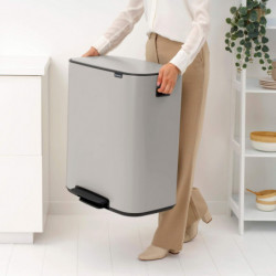 Cos de gunoi Brabantia Bo Pedal 1010450, 2x30 l, Inchidere lina, Baza antiderapanta, Gri deschis