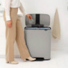 Кош за боклук Brabantia Bo Pedal 1010450, 2x30 л, Плавно затваряне, Противоплъзгаща основа, Светлосив