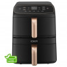Φριτέζα θερμού αέρα Cosori Turbo Tower Compact CAF-DC861, 2630 W, 2x4,3 λ, 40-230 °C, 5 προγράμματα, κεραμική επίστρωση, συγχρονισμός, μαύρο/ροζ χρυσό