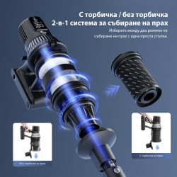 Κάθετη σκούπα 3 σε 1 JIMMY JV10 Pro Aqua, 800 W, 0,6 λ, 90 λεπτά, Στεγνό/υγρό + γυάλισμα, 4 λειτουργίες, Αισθητήρας σκόνης, Αυτόματη ρύθμιση ισχύος, Λευκό/μαύρο