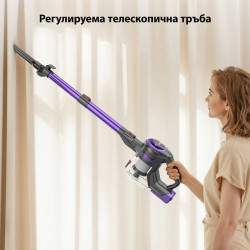 Aspirator vertical Yaber L10, 170 W, 0,6 l, 80 000 rpm, 35 min, 2 trepte de putere, Filtru HEPA, Iluminare LED a periei, Violet/Gri