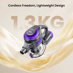 Aspirator vertical Yaber L10, 170 W, 0,6 l, 80 000 rpm, 35 min, 2 trepte de putere, Filtru HEPA, Iluminare LED a periei, Violet/Gri
