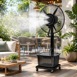 Вентилатор с водна мъгла Lamarque LFM-3343BL, 260 W, 26 инча, 41 л, До 50 м3, Алуминиев двигател, 3 скорости, Черен