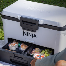 Хладилна кутия Ninja FrostVault FB151EUWH, 47 л, Пасивна, 80 кена, Поддържа лед до 6 дни, Сухо отделение, Бял