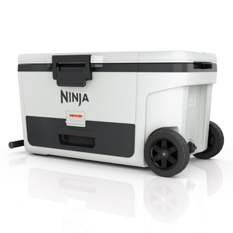 Ψυκτική θήκη Ninja FrostVault FB265EUUKWH, 61,5 λίτρα, Παθητική ψύξη, 97 κουτάκια, Διατηρεί τον πάγο έως και 6 ημέρες, Ξηρό διαμέρισμα, Ρόδες, Λευκό