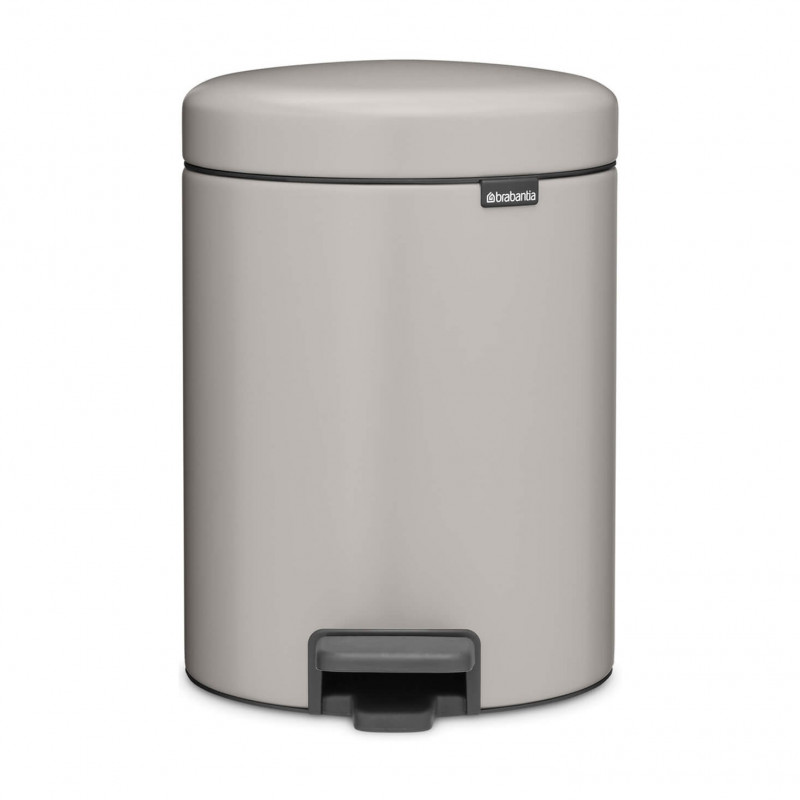 Cos de gunoi cu pedală Brabantia NewIcon 1010434, 5 L, Inchidere usoara, Baza antiderapanta, Gri deschis