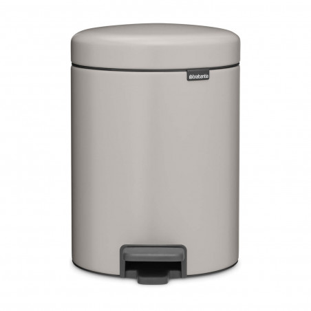 Brabantia NewIcon 1010434 Pedal Trash Can, 5 L, Soft-Close, Non-Slip Base, Light Gray