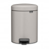 Brabantia NewIcon 1010434 Pedal Trash Can, 5 L, Soft-Close, Non-Slip Base, Light Gray