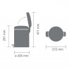 Brabantia NewIcon 1010434 pedálos szemetes, 5 l, lágy zárás, csúszásgátló talp, világosszürke
